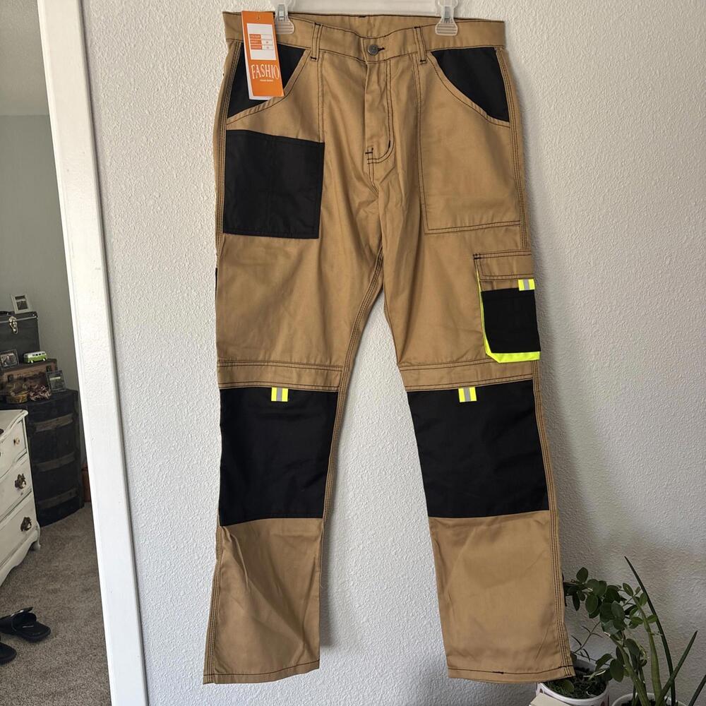 FASHIO FF Construction Pants for Men Cargo Tactical Work Pants Double Knee NWT